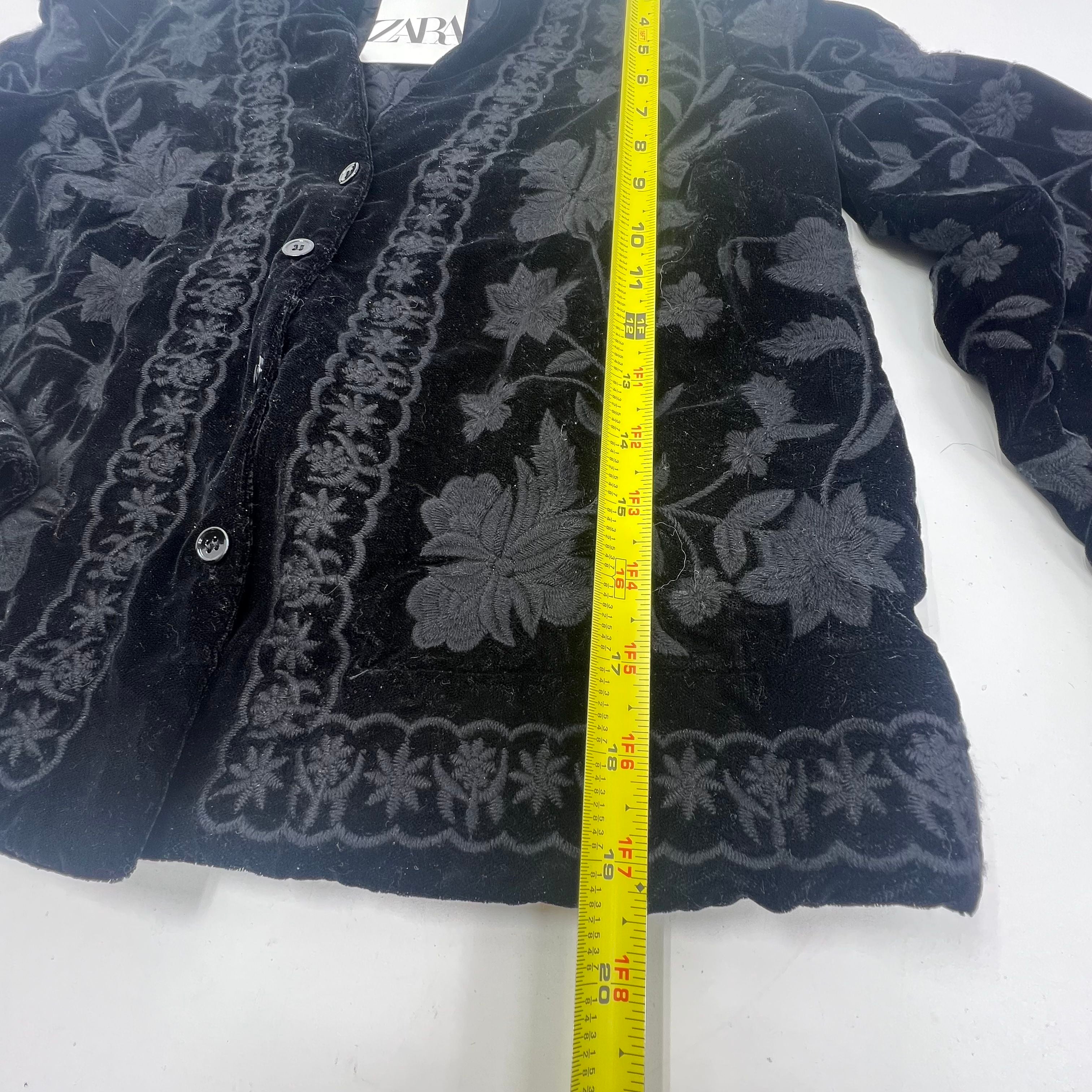 NWT Zara Black Floral Embroidered Blazer Jacket Size XS $69