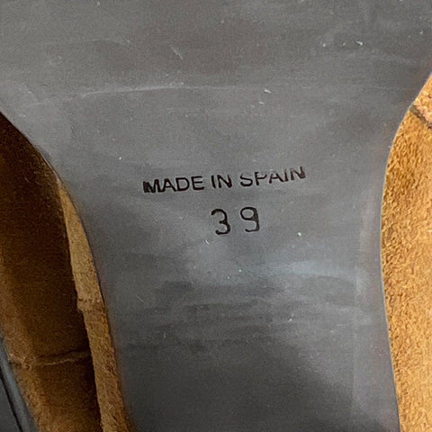 Angel Alarcon Brown Suede Square Toe Platform Block Heel Boots Size 39