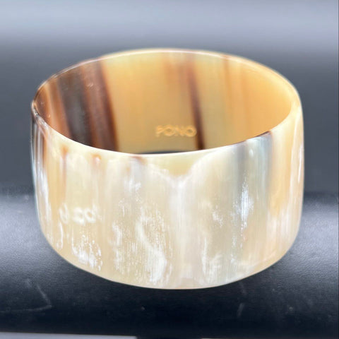 PONO by Joan Goodman Chunky Resin Bangle Bracelet Wide Oval Brown Signed 7.25"
