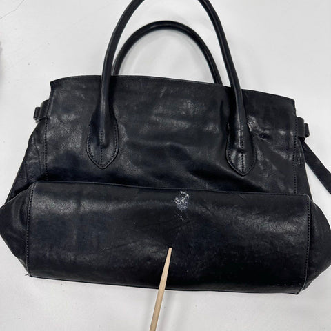 Massimo Palomba Black Leather Satchel Tote Bag Made in Italy Removable Strap