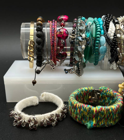 Eclectic Costume Jewelry Bracelet Lot 20 Pieces Beaded Charm Cable Boho Style