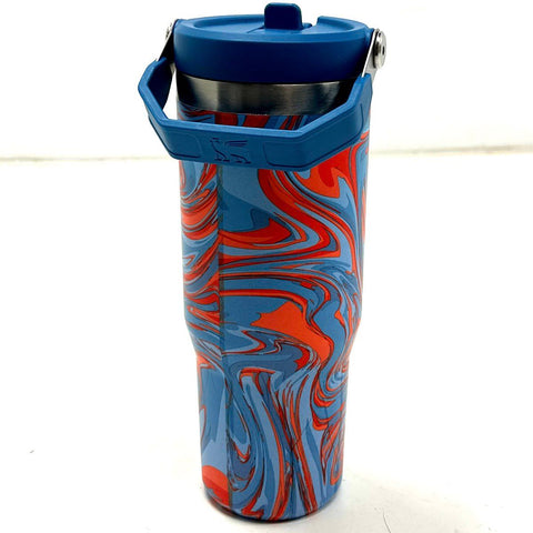 Stanley IceFlow Flip Straw Tumbler 30oz Stainless Steel Blue Orange Swirl