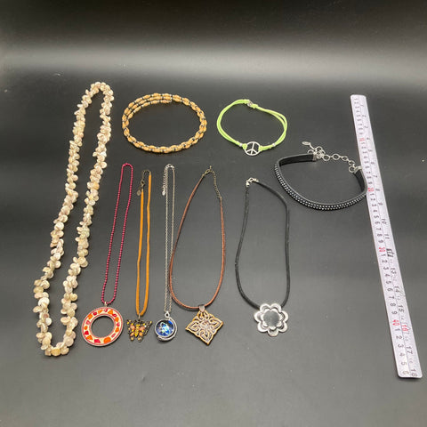 Fashion Jewelry Lot of 9 Necklaces Bracelets Choker Shell Pendant Boho Styles