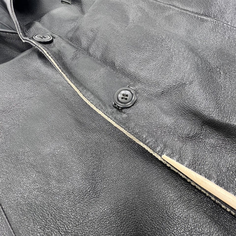 Y2K J. Ferrar Black Leather Blazer Sport Coat Jacket Men's XL