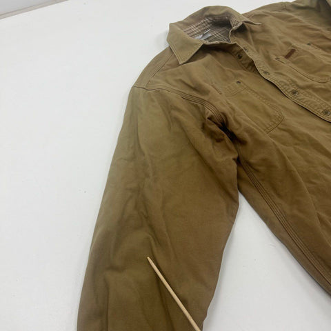 Vintage Y2K Carhartt S96 Brown Flannel Lined Shirt Jacket Men's L Tall