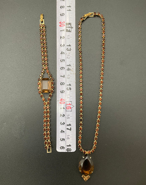 Vintage Rhinestone Costume Jewelry Lot of 6 Necklaces Bracelet Silver Gold Tone