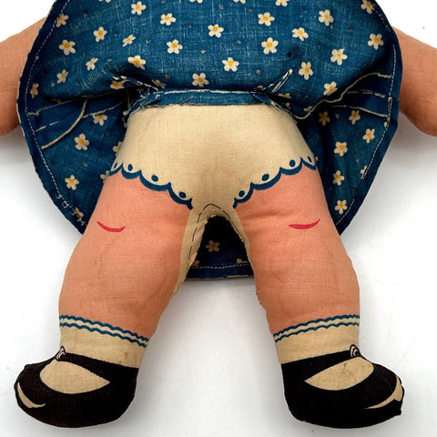 Collectible Cloth Doll Lot Vintage Printed Fabric Boy & Girl 2 Pieces 11 Inch