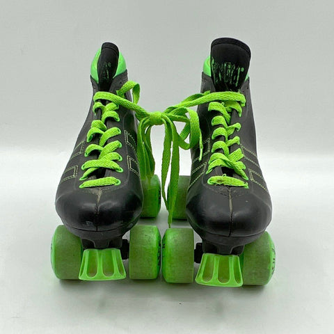 Seneca Mach 5 Vintage Quad Roller Skates Black Neon Green Size 8