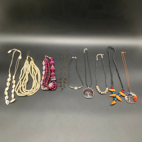 Mixed Fashion Jewelry Necklace Lot 9pc Tree of Life Shell Beaded Boho Style