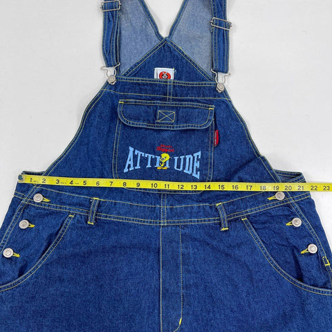 Vintage 90s Looney Tunes Tweety Bird Denim Overalls Shorts Sz 18/20W