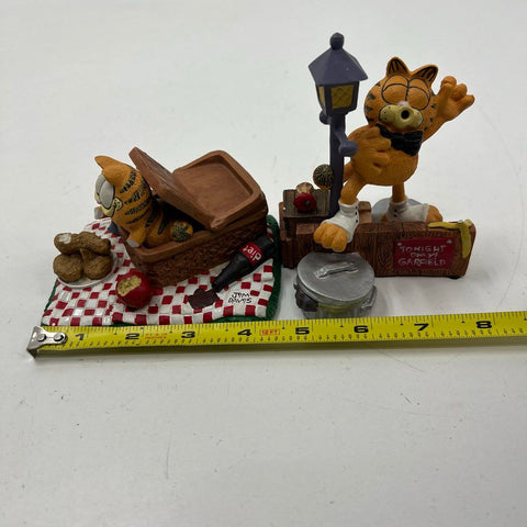 Vintage Garfield Figurine 3 Pc Lot Danbury Mint Gourmet Serenade Rattle 80s 90s
