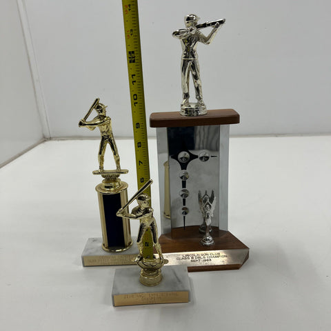 Vintage Trophy Lot 1963 Gun Club 1980s Softball Baseball MCM Marble Base
