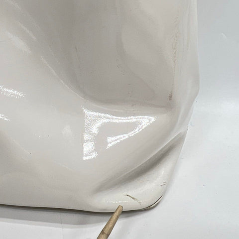 Dooney & Bourke White Patent Leather Tassel Hobo Bag Tan Trim