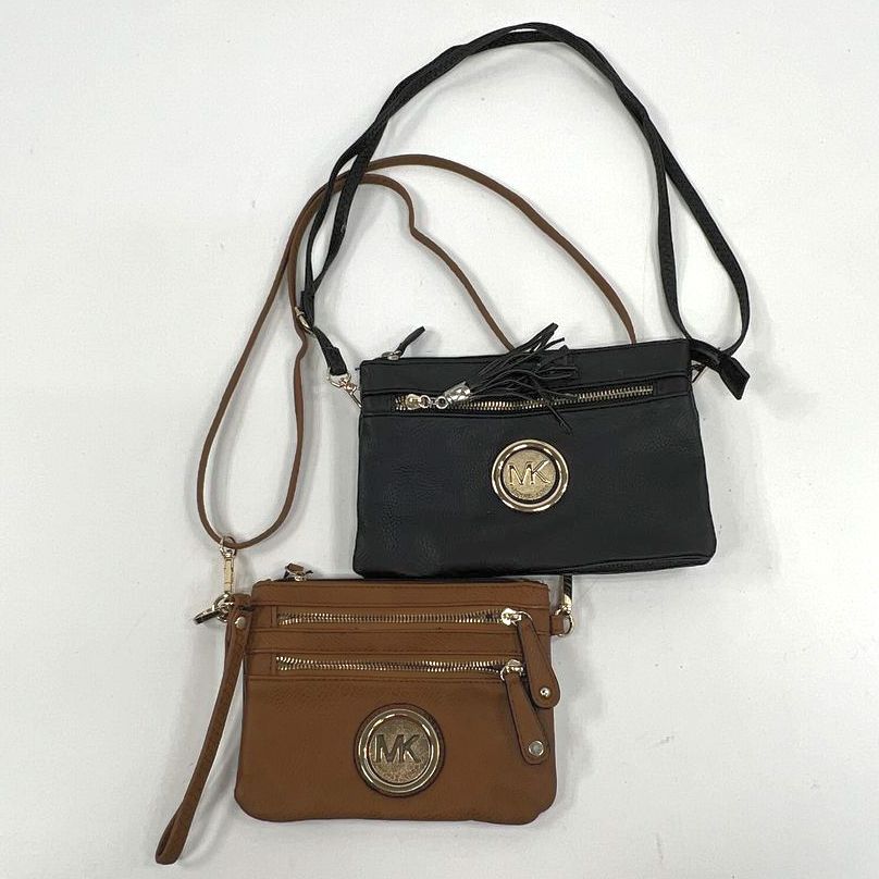 Women's Michael Kors Black & Brown Leather Zip Closure Crossbody Bags Purses Lot