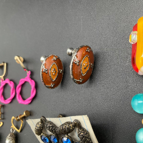 Vintage Costume Jewelry Lot 23 Pairs Clip On & Screw Back Earrings Mid-Century