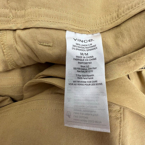 Vince Women's Lot 2 Tan Khaki Linen Blend Ankle Pants Trousers Size M & 8