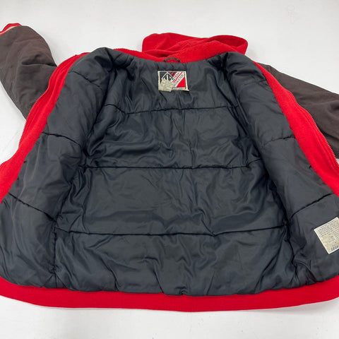 Team Athletics Kids Chicago Bulls Hooded Jacket Black Red Embroidered Sz L 14-16