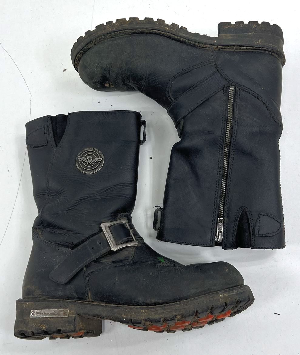 Milwaukee Leather MBM9020 Black Leather Motorcycle Boots Men's Size 7.5