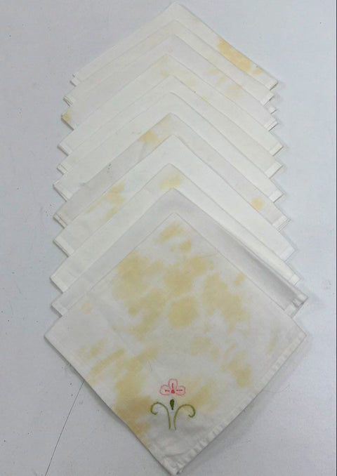 Vintage Embroidered Floral Tablecloth & 11 Napkins Set Crochet Lace 12pc