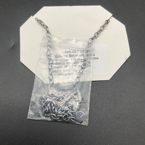 Bomb Party November Echoes Between Stars Lab Citrine Hematite Plated Necklace