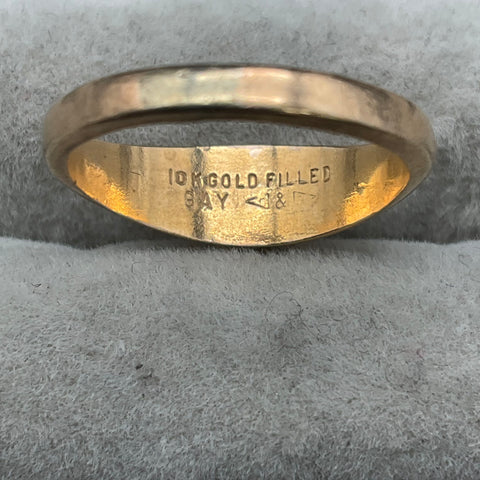 2 Vintage 10K Gold Filled Rings Size 4.75 & 6.25 Tapered Band Stone Lot