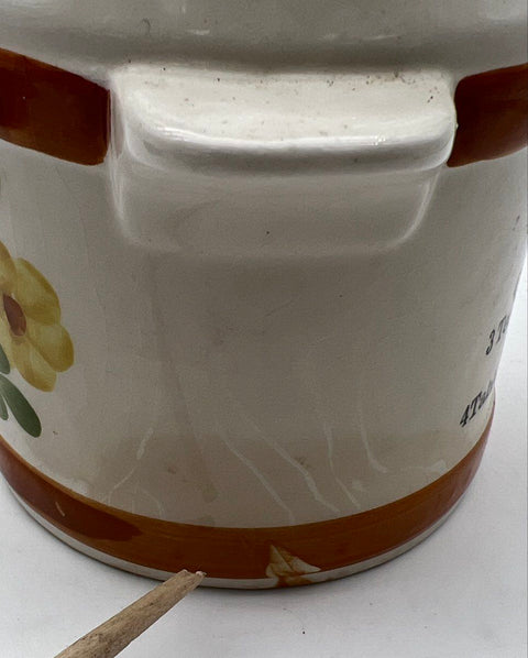 FTD Secla Portugal Ceramic Utensil Holder Floral Measurement Chart Vintage
