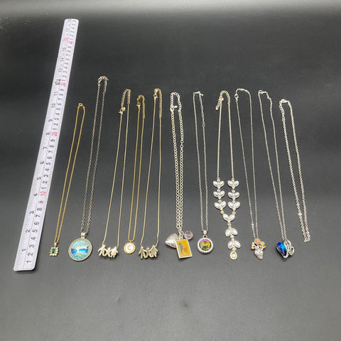 Fashion Costume Jewelry Lot of 11 Necklaces Gold Silver Tone Pendants Moon Bird