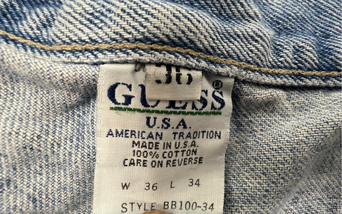 Vintage 90s Guess Men's Light Wash Straight Leg Jeans Made in USA 36x34