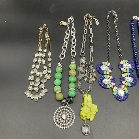 BaubleBar Statement Necklaces Lot of 6 Crystal Beaded Floral Bib Art Glass