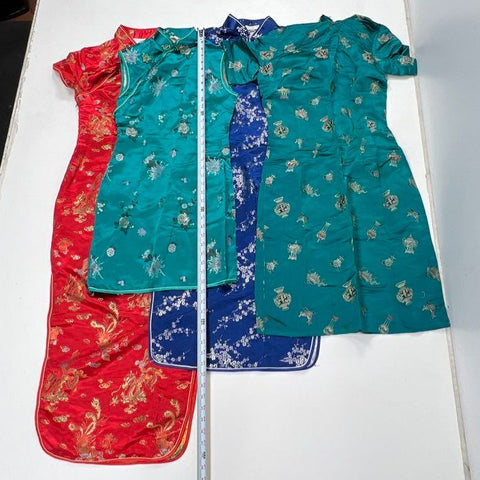 Lot of 4 Vintage Cheongsam Qipao Dresses Brocade Dragon Floral Mixed Sizes