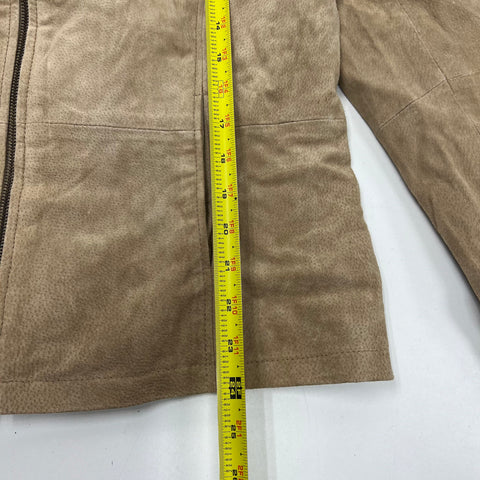 NWT Relativity Y2K Tan Suede Leather Zip Mock Neck Jacket Women's 1X