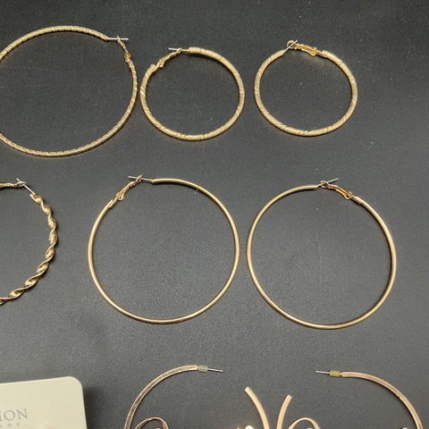 Fashion Earrings Jewelry Lot of 14 Pairs Hoops Studs Dangles Gold Silver Tone