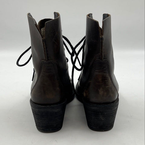 Woolrich Adaline WW5250-010 Dark Brown Leather Lace Up Heeled Boots Size 7