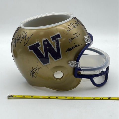 Washington Huskies NCAA Football Multi-Signed Helmet Snack Bowl Ice Bucket Gold