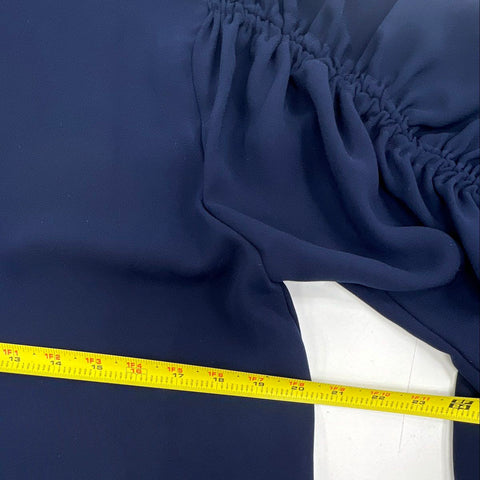 Trina Turk NWT Women's Veda Boat Neck Top Navy Blue Ruched Sleeve Sz M