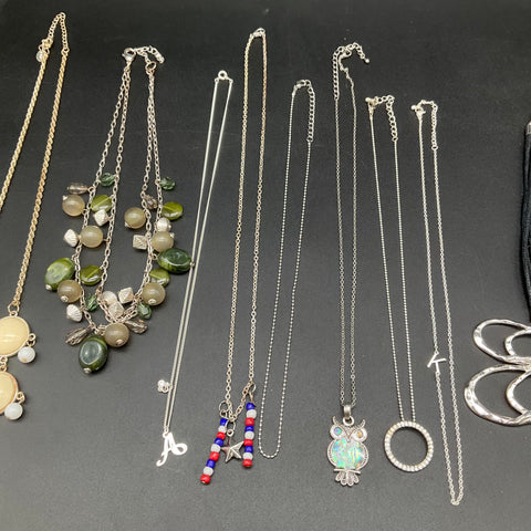 Modern Mixed Fashion Costume Jewelry Lot 0.5 lbs 10 Necklaces Owl Moon