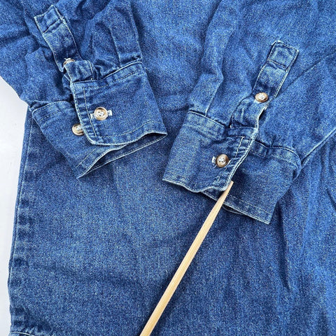 Vintage 90s Marlboro Country Store Denim Button Up Shirt Made USA Sz XL