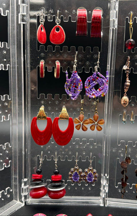 Vintage to Modern Costume Jewelry Earrings Lot 1.5 Lbs Dangles Studs with Stand
