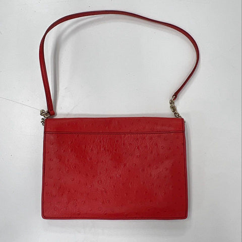 Kate Spade Red Ostrich Embossed Leather Crossbody Bag Gold Hardware