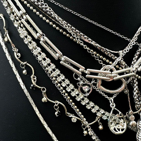 Mixed Fashion Necklace Lot Silver Tone Rhinestone Disney Minnie Mouse Character