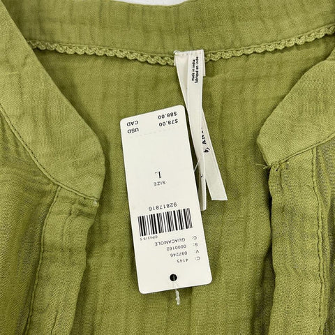 NWT Anthropologie Green Kallie Flowy Gauze Tiered Tunic Dress Women's L