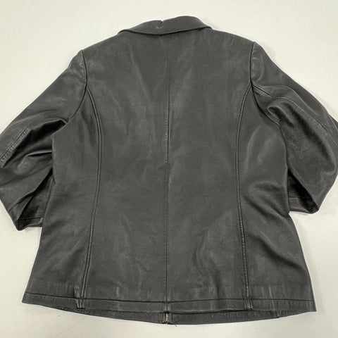 Whet Blu Black Genuine Leather Full Zip Moto Jacket Women's Size XXL