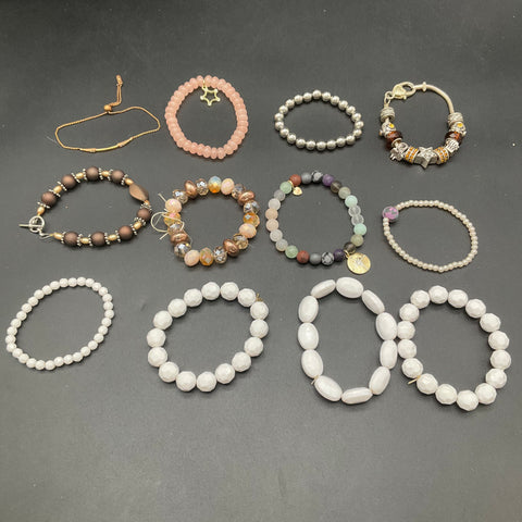 Fashion Jewelry Bracelet Lot 18pc Boho Cuff Beaded Charm Rhinestone Styles