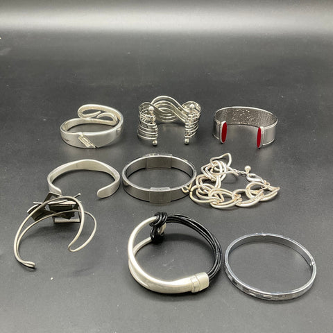 Mixed Silver Tone Costume Jewelry Lot 9pc Michael Kors Rustic Cuff Speidel
