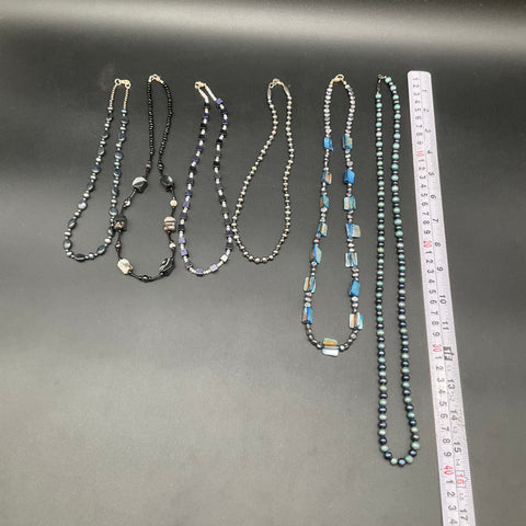 Mixed Beaded Fashion Jewelry Lot of 6 Necklaces Faux Pearl Agate Shell