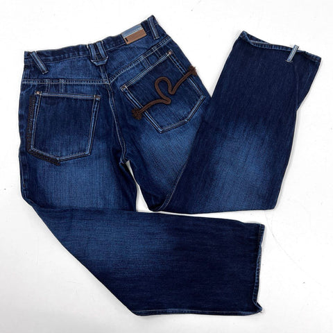 Vintage Y2K Rocawear Men's Dark Wash Baggy Denim Jeans Sz 32x34
