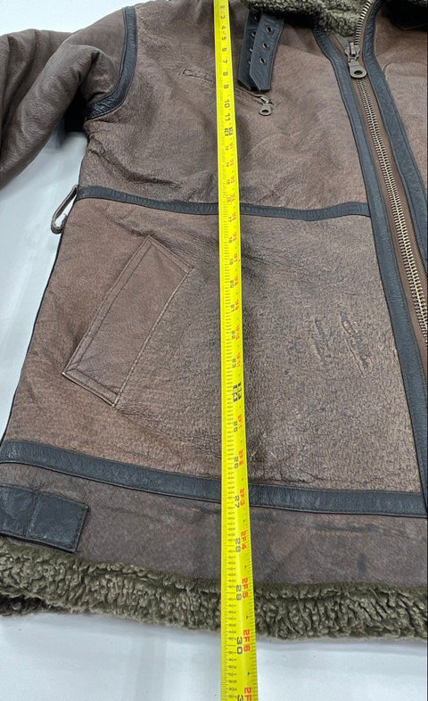 Vintage 80s Country Club B-3 Bomber Shearling Lined Leather Flight Jacket Sz M