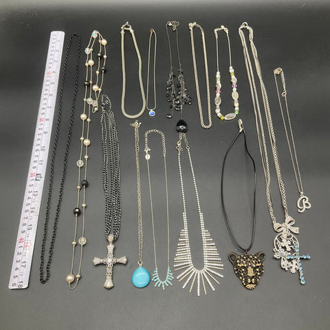 Mixed Fashion Necklace Jewelry Lot 13pc Statement Cross Panther Fringe Boho