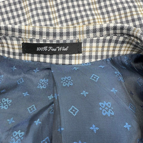 Mantoni Men's Navy Tan Plaid 100% Fine Wool Sport Coat Blazer 42S NWT