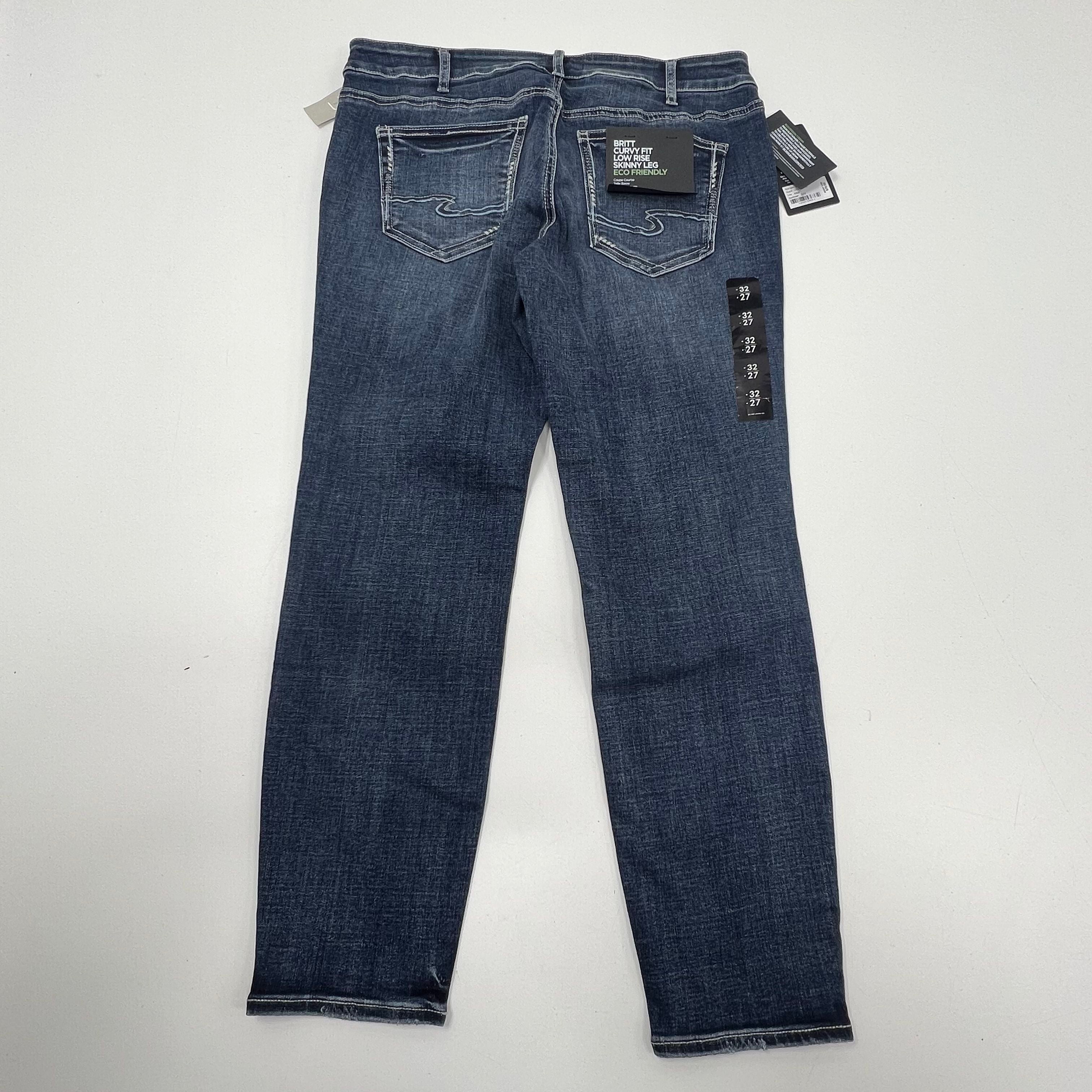 NWT Britt Curvy Fit Low Rise Skinny Leg Silver Blue Jeans Women's 32 Short $78